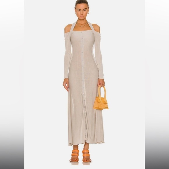 Jacquemus Dresses & Skirts - Jacquemus Lagoa Cold-Shoulder Knit Halter Maxi Dress Cream Size 36 / US 4 NWT